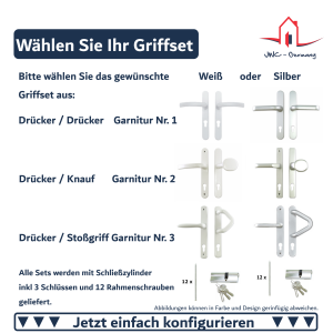 Kunststoff Haustür · Modell K629P · Farbe: weiß · Maßanfertigung  cm genau · nach innen und außen öffnend wählbar · inklusive hochwertigem  Griffset aus Edelstahl · Serie K600P