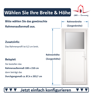 Kunststoff Haustür · Modell K629P · Farbe: weiß · Maßanfertigung  cm genau · nach innen und außen öffnend wählbar · inklusive hochwertigem  Griffset aus Edelstahl · Serie K600P