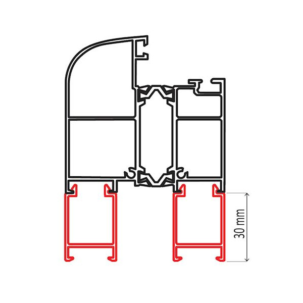 30 mm Verbreiterungsprofil · Farbe beidseitig: Anthrazit  (ähnlich RAL 7016) · Länge konfigurierbar · passend für unsere Aluminium Haustüren der Serie A600 S2 & A600-3D-S2