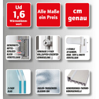 Zweiflügliges Garagentor aus Kunststoff  · Doppeltür für Garage & Werkstatt · Modell K609R (1/3 Glas)  · Farbe: weiß  · Maßanfertigung · symmetrische Teilung · cm genau · nach innen und außen öffnend wählbar · inklusive Zubehörset · Serie KL600R