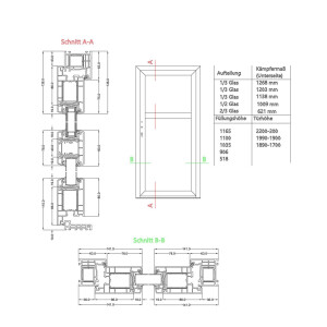 Zweiflügliges Garagentor · Doppeltür · Flügeltor · Modell K610R (1/2 Glas) · Farbe: weiß  · Maßanfertigung · symmetrische Teilung · cm genau · nach innen und außen öffnend wählbar · inklusive Zubehörset · Serie KL600R