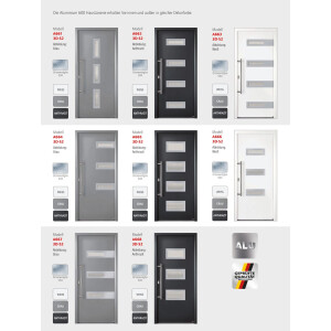 Aluminium-Haustür · Hochwertig · Sicher & Energiesparend · Modell: A604-3D-S2 · Farbe: Weiß · Maßanfertigung cm genau · inklusive hochwertigem Griffset· Serie: A600-3D-S2