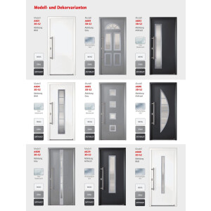 Aluminium-Haustür · Hochwertig · Sicher & Energiesparend · Modell: A604-3D-S2 · Farbe: Weiß · Maßanfertigung cm genau · inklusive hochwertigem Griffset· Serie: A600-3D-S2