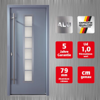 Aluminium-Haustür · Hochwertig · Sicher & Energiesparend · Modell: A604-3D-S2 · Farbe: Grau RAL 7001 · Maßanfertigung cm genau · inklusive hochwertigem Griffset· Serie: A600-3D-S2