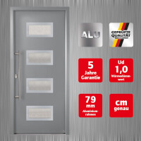 Aluminium-Haustür · Hochwertig · Sicher & Energiesparend · Modell: A665-3D-S2 · Farbe: Grau RAL 7001 · Maßanfertigung cm genau · inklusive hochwertigem Griffset· Serie: A600-3D-S2