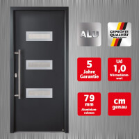 Aluminium-Haustür · Hochwertig · Sicher & Energiesparend · Modell: A666-3D-S2 · Farbe: Anthrazit RAL 7016 · Maßanfertigung cm genau · inklusive hochwertigem Griffset· Serie: A600-3D-S2