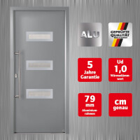 Aluminium-Haustür · Hochwertig · Sicher & Energiesparend · Modell: A666-3D-S2 · Farbe: Grau RAL 7001 · Maßanfertigung cm genau · inklusive hochwertigem Griffset· Serie: A600-3D-S2