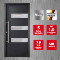 Aluminium-Haustür · Hochwertig · Sicher & Energiesparend · Modell: A667-3D-S2 · Farbe: Anthrazit RAL 7016 · Maßanfertigung cm genau · inklusive hochwertigem Griffset· Serie: A600-3D-S2