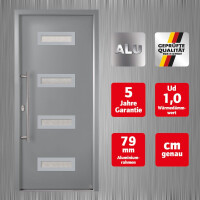 Aluminium-Haustür · Hochwertig · Sicher & Energiesparend · Modell: A662-3D-S2 · Farbe: Grau RAL 7001 · Maßanfertigung cm genau · inklusive hochwertigem Griffset· Serie: A600-3D-S2