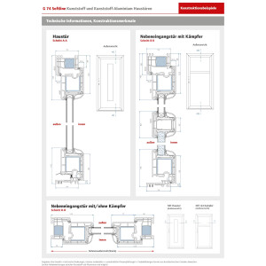 Gealan Kunststoff-Aluminium Haustür · GA7432S2-3 · 3-Fach Glas · 40 mm Aluminium Füllung · Farben: Weiß, Grau, Anthrazit · Maßanfertigung cm genau · nach innen & außen öffnend · inklusive hochwertigem Griffset aus Edelstahl · Serie GA74S2-3