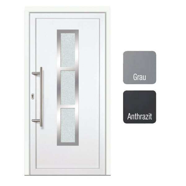 Gealan Kunststoff-Aluminium Haustür · GA7445S2-3 · 3-Fach Glas · 40 mm Aluminium Füllung · Farben: Weiß, Grau, Anthrazit · Maßanfertigung cm genau · nach innen & außen öffnend · inklusive hochwertigem Griffset aus Edelstahl · Serie GA74S2-3