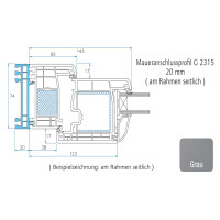 20 mm Verbreiterungsprofil · Maueranschlussprofil · Bodeneinstandsprofil · Farbe: innen Weiß / außen Grau · passend für alle Türen der Gealan G74 Serien