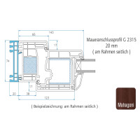 20 mm Verbreiterungsprofil · Maueranschlussprofil · Bodeneinstandsprofil · Farbe: innen Weiß / außen Mahagoni · passend für alle Türen der Gealan G74 Serien