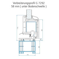 58 mm Verbreiterungsprofil · Maueranschlussprofil · Bodeneinstandsprofil · Farbe: innen Weiß / außen Mahagoni · passend für alle Türen der Gealan G74 Serien