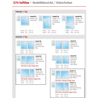 Gealan Kunststoff Fenster · Modell 09 · 2-flügelig, symmetrisch, fester Pfosten, Dreh-Kipp / Dreh-Kipp · 3-fach Wärmeschutzverglasung 40 mm · Farbe: Weiß RAL 9016 · Maßanfertigung cm genau · Uw 0.93  W/m2K · Serie G74/3 Softline