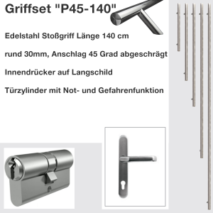 140 cm Edelstahl Stoßgriff P45 Ø30 mm,...