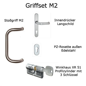 Stoßgriff M2 Edelstahl & Rosette,...