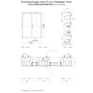 Aluhaus AHS75 Premium Aluminium Zweiflügelige Tür / Tor  · Doppeltür · Haustür · Flügeltor · Modell AHS75-09 · VSG-Glas · Aluminium Füllung · Große Farbauswahl · Maßanfertigung cm genau · nach innen & außen öffnend ·  Serie AHS 75