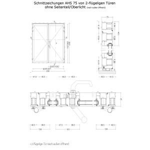 Aluhaus AHS75 Premium Aluminium Zweiflügelige Tür / Tor  · Doppeltür · Haustür · Flügeltor · Modell AHS75-09 · VSG-Glas · Aluminium Füllung · Große Farbauswahl · Maßanfertigung cm genau · nach innen & außen öffnend ·  Serie AHS 75