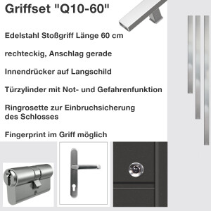 60 cm Edelstahl Stoßgriff Q10 , Inndendrücker...