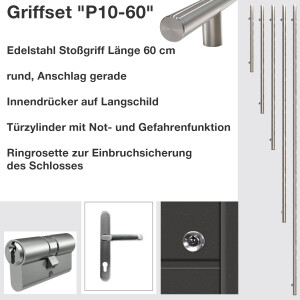 60 cm Edelstahl Stoßgriff P10  mm,...