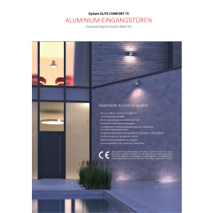 Aluhaus ELITE 75-30 Aluminium Haustür · Modell Agapit · Modern · Zeitlos · Exclusive 3D-Fräsungen · Flächenbündig & Flügelüberdeckend  · Große Farbauswahl · Maßanfertigung cm genau · nach innen & außen öffnend ·  Serie: Elite Comfort 75