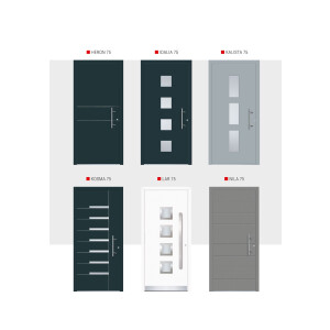 Aluhaus ELITE 75-30 Aluminium Haustür mit Glas in Mondform ·Modell Cyntia · Zeitlos · Glas in Kreisform · Flächenbündig & Flügelüberdeckend  · Große Farbauswahl · Maßanfertigung cm genau · nach innen & außen öffnend ·  Serie: Elite Comfort 75 Save