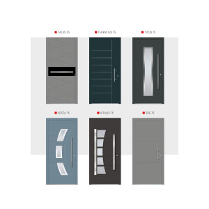 Aluhaus ELITE 75-30 Aluminium Haustür · Modell Idalia · Schlicht · Quadratische Fenster - Flächenbündig & Flügelüberdeckend  · Große Farbauswahl · Maßanfertigung cm genau · nach innen & außen öffnend ·  Serie: Elite Comfort 75 Save