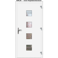 Aluhaus ELITE 75-30 Aluminium Haustür · Modell Idalia · Schlicht · Quadratische Fenster - Flächenbündig & Flügelüberdeckend  · Große Farbauswahl · Maßanfertigung cm genau · nach innen & außen öffnend ·  Serie: Elite Comfort 75 Save