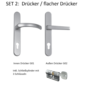 Drücker / flacher Drücker SILBER auf...