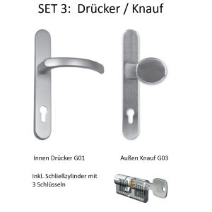 Drücker/Knauf SILBER auf Langschild, inklusive...