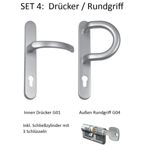 Drücker/Rundgriff SILBER auf Langschild, inklusive...