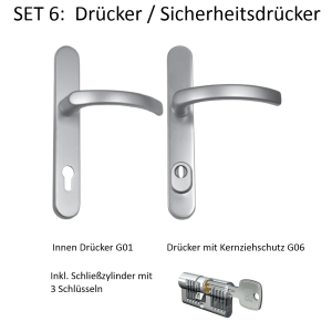 Drücker/Drücker mit Kernziehschutz SILBER auf...