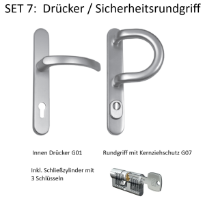 Drücker/Rundgriff mit Kernziehschutz SILBER auf...