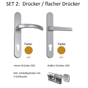 Drücker / flacher Drücker GOLD auf Langschild,...