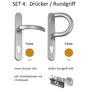 Drücker/Rundgriff GOLD auf Langschild, inklusive...