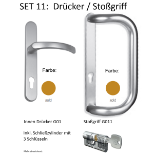 Drücker/Stoßgriff GOLD auf Langschild,...