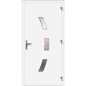 Aluhaus ELITE 75-30 Aluminium Haustür mit Glas in Mondform ·Modell Vesta · Modern · Exclusive 3D-Fräsungen · Flächenbündig & Flügelüberdeckend  · Große Farbauswahl · Maßanfertigung cm genau · nach innen & außen öffnend ·  Serie: Elite Comfort 75