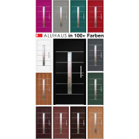 Aluhaus ELITE 75/90-50 Premium Aluminium Haustür · Modell Aretas · Modern ·  Design einer Fahrstuhltür · Flächenbündig & Flügelüberdeckend  · Große Farbauswahl · Maßanfertigung cm genau · nach innen & außen öffnend ·  Serie: Elite Comfort 75 Save 75/90