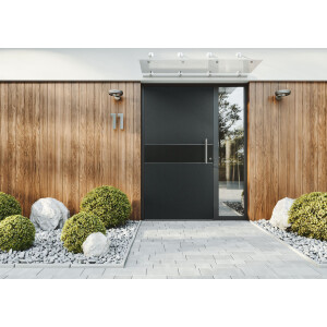 Aluhaus ELITE 75/90-50 Premium Aluminium Haustür · Modell Heron · Schlicht · Kassettentür · Lisenentür - Flächenbündig & Flügelüberdeckend  · Große Farbauswahl · Maßanfertigung cm genau · nach innen & außen öffnend ·  Serie: Elite Comfort 75 Save 75/90