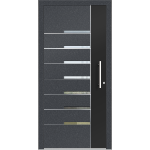 Aluhaus ELITE 75/90-50 Premium Aluminium Haustür · Modell Kosma · Modern · Individuell · 3D-Fräsungen · Flächenbündig & Flügelüberdeckend  · Große Farbauswahl · Maßanfertigung cm genau · nach innen & außen öffnend ·  Serie: Elite Comfort 75 Save 75/90