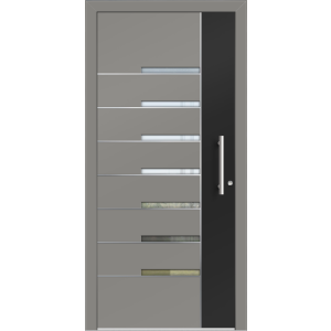 Aluhaus ELITE 75/90-50 Premium Aluminium Haustür · Modell Kosma · Modern · Individuell · 3D-Fräsungen · Flächenbündig & Flügelüberdeckend  · Große Farbauswahl · Maßanfertigung cm genau · nach innen & außen öffnend ·  Serie: Elite Comfort 75 Save 75/90