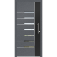 Aluhaus ELITE 75/90-50 Premium Aluminium Haustür · Modell Kosma · Modern · Individuell · 3D-Fräsungen · Flächenbündig & Flügelüberdeckend  · Große Farbauswahl · Maßanfertigung cm genau · nach innen & außen öffnend ·  Serie: Elite Comfort 75 Save 75/90