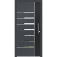 Aluhaus ELITE 75/90-50 Premium Aluminium Haustür · Modell Kosma · Modern · Individuell · 3D-Fräsungen · Flächenbündig & Flügelüberdeckend  · Große Farbauswahl · Maßanfertigung cm genau · nach innen & außen öffnend ·  Serie: Elite Comfort 75 Save 75/90