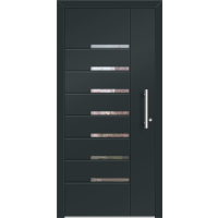 Aluhaus ELITE 75/90-50 Premium Aluminium Haustür · Modell Kosma · Modern · Individuell · 3D-Fräsungen · Flächenbündig & Flügelüberdeckend  · Große Farbauswahl · Maßanfertigung cm genau · nach innen & außen öffnend ·  Serie: Elite Comfort 75 Save 75/90