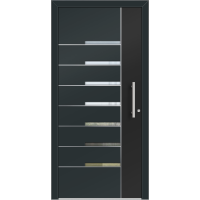 Aluhaus ELITE 75/90-50 Premium Aluminium Haustür · Modell Kosma · Modern · Individuell · 3D-Fräsungen · Flächenbündig & Flügelüberdeckend  · Große Farbauswahl · Maßanfertigung cm genau · nach innen & außen öffnend ·  Serie: Elite Comfort 75 Save 75/90