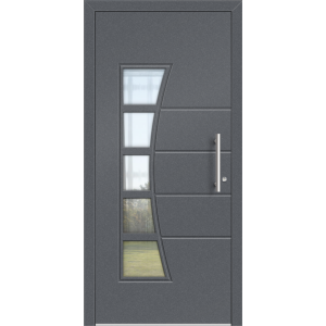 Aluhaus ELITE 75/90-50 Premium Aluminium Haustür mit Glas in Mondform ·Modell Vitalis · Zeitlos · Flächenbündig & Flügelüberdeckend  · Große Farbauswahl · Maßanfertigung cm genau · nach innen & außen öffnend ·  Serie: Elite Comfort 75 Save 75/90