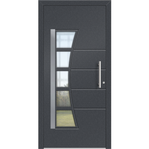 Aluhaus ELITE 75/90-50 Premium Aluminium Haustür mit Glas in Mondform ·Modell Vitalis · Zeitlos · Flächenbündig & Flügelüberdeckend  · Große Farbauswahl · Maßanfertigung cm genau · nach innen & außen öffnend ·  Serie: Elite Comfort 75 Save 75/90