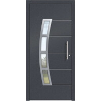 Aluhaus ELITE 75/90-50 Premium Aluminium Haustür mit Glas in Halbmondform · Modell Vitus- Modern · Flächenbündig & Flügelüberdeckend  · Große Farbauswahl · Maßanfertigung cm genau · nach innen & außen öffnend ·  Serie: Elite Comfort 75 Save 75/90