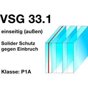 1-seitige VSG Verglasung 33.1 außen...